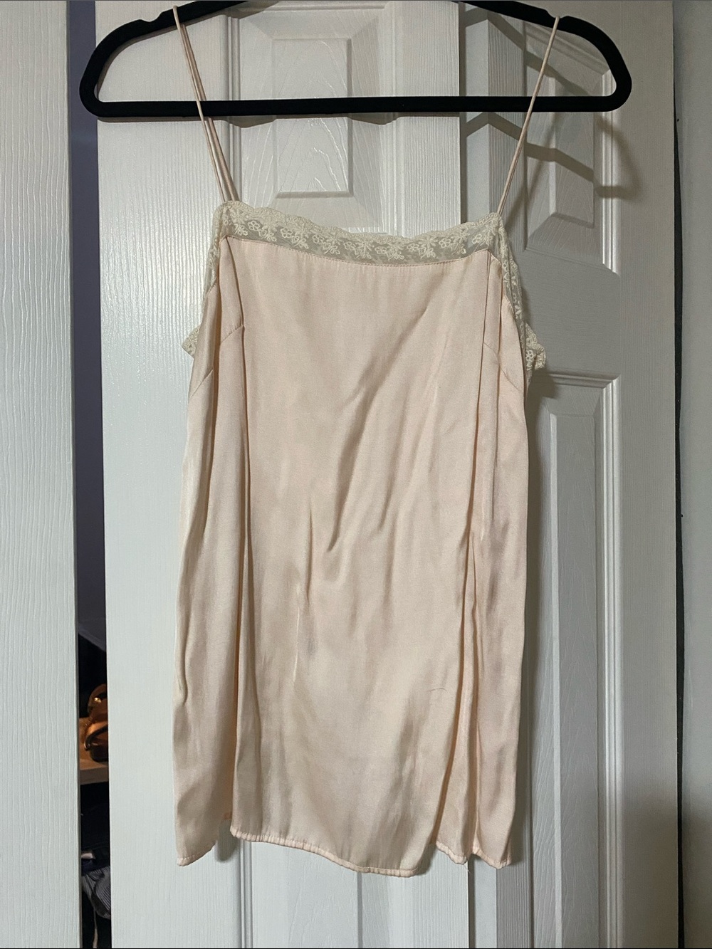 Silky Lace-Trim Cami in Light Blush